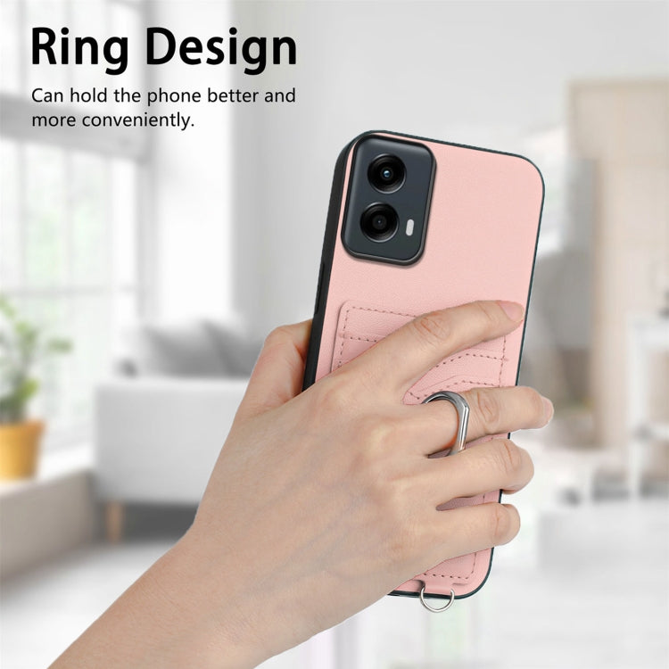 For Motorola Moto G Play 2024 5G R20 Ring Card Holder Phone Case(Pink) - Motorola Cases by buy2fix | Online Shopping UK | buy2fix