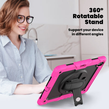 For iPad Air 13 2024 Silicone Hybrid PC Tablet Case with Shoulder Strap(Black + Rose Red) - iPad Air 13 2024 Cases by buy2fix | Online Shopping UK | buy2fix