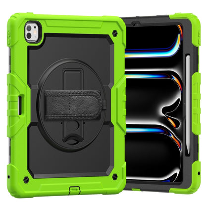 For iPad Pro 13 2024 Silicone Hybrid PC Tablet Case with Shoulder Strap(Black + Yellow Green) - iPad Pro 13 2024 Cases by buy2fix | Online Shopping UK | buy2fix