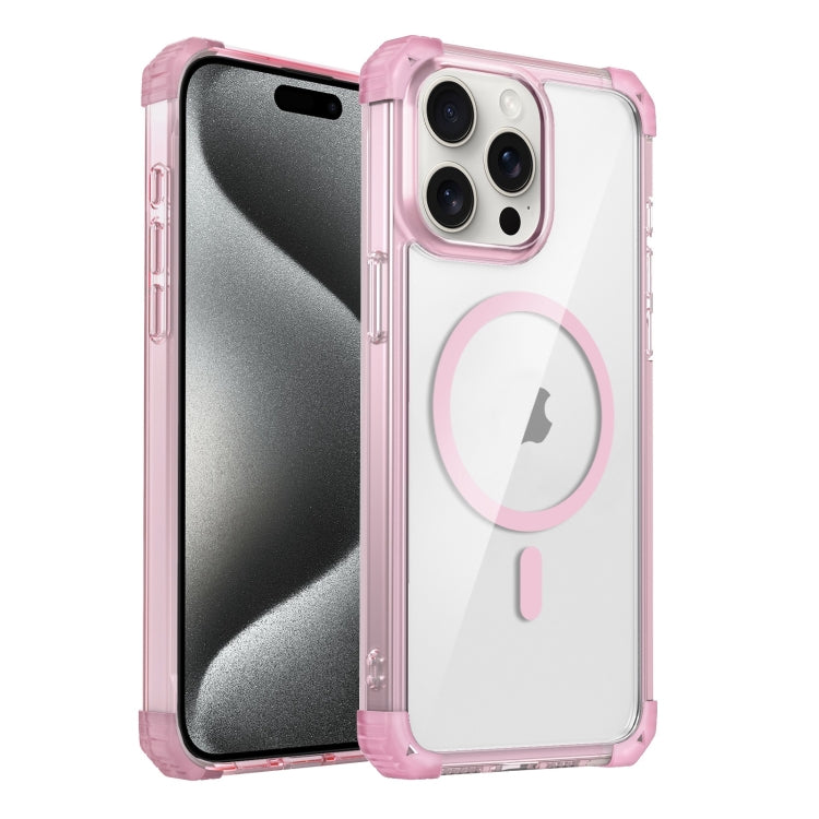 For iPhone 15 Pro Max Transparent MagSafe Magnetic Phone Case(Pink) - iPhone 15 Pro Max Cases by buy2fix | Online Shopping UK | buy2fix