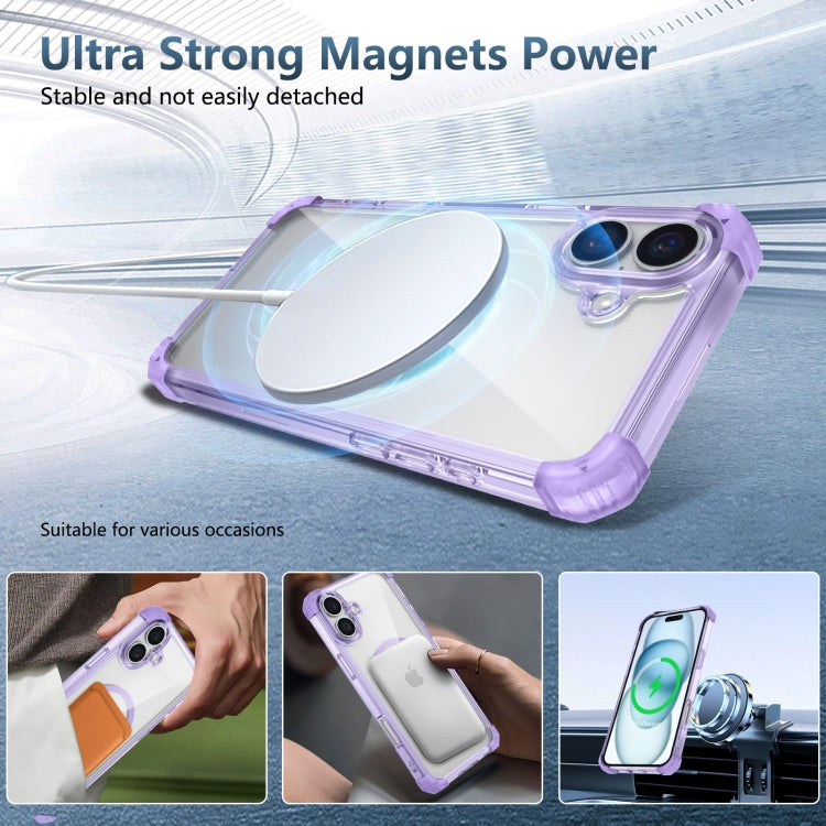 For iPhone 16 Plus Transparent MagSafe Magnetic Phone Case(Purple) - iPhone 16 Plus Cases by buy2fix | Online Shopping UK | buy2fix