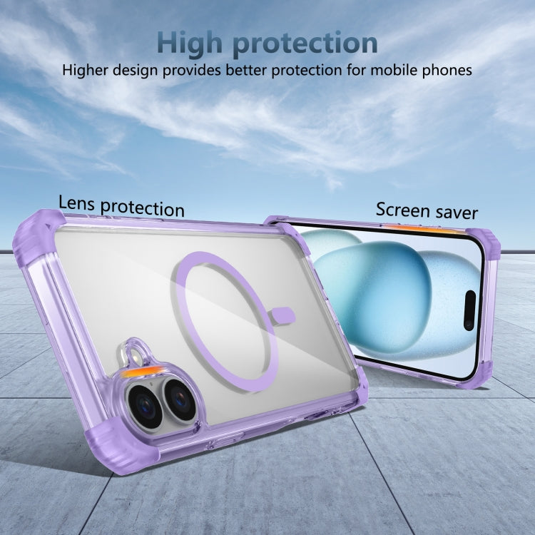 For iPhone 16 Plus Transparent MagSafe Magnetic Phone Case(Purple) - iPhone 16 Plus Cases by buy2fix | Online Shopping UK | buy2fix