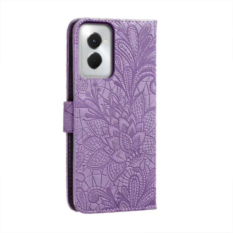 For Motorola Moto G Power 5G 2024 Lace Flower Embossing Flip Leather Phone Case(Purple) - Motorola Cases by buy2fix | Online Shopping UK | buy2fix