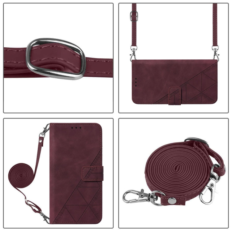 For Blackview Wave 6C Crossbody 3D Embossed Flip Leather Phone Case(Wine Red) - More Brand by buy2fix | Online Shopping UK | buy2fix