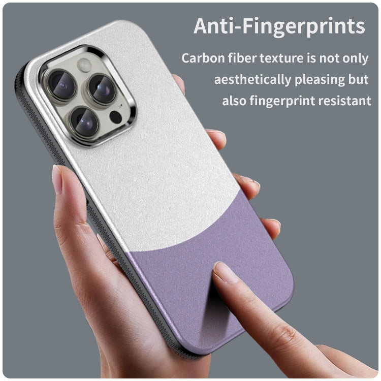 For iPhone 15 Pro Leather Texture MagSafe Magnetic TPU + PC Phone Case(Light Purple) - iPhone 15 Pro Cases by buy2fix | Online Shopping UK | buy2fix