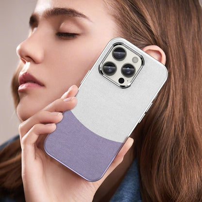 For iPhone 15 Pro Leather Texture MagSafe Magnetic TPU + PC Phone Case(Light Purple) - iPhone 15 Pro Cases by buy2fix | Online Shopping UK | buy2fix