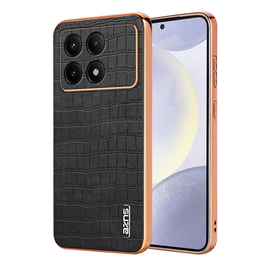 For Redmi K70 / K70 Pro AZNS Electroplated Frame Crocodile Texture Full Coverage Phone Case(Black) - K70 Cases by AZNS | Online Shopping UK | buy2fix