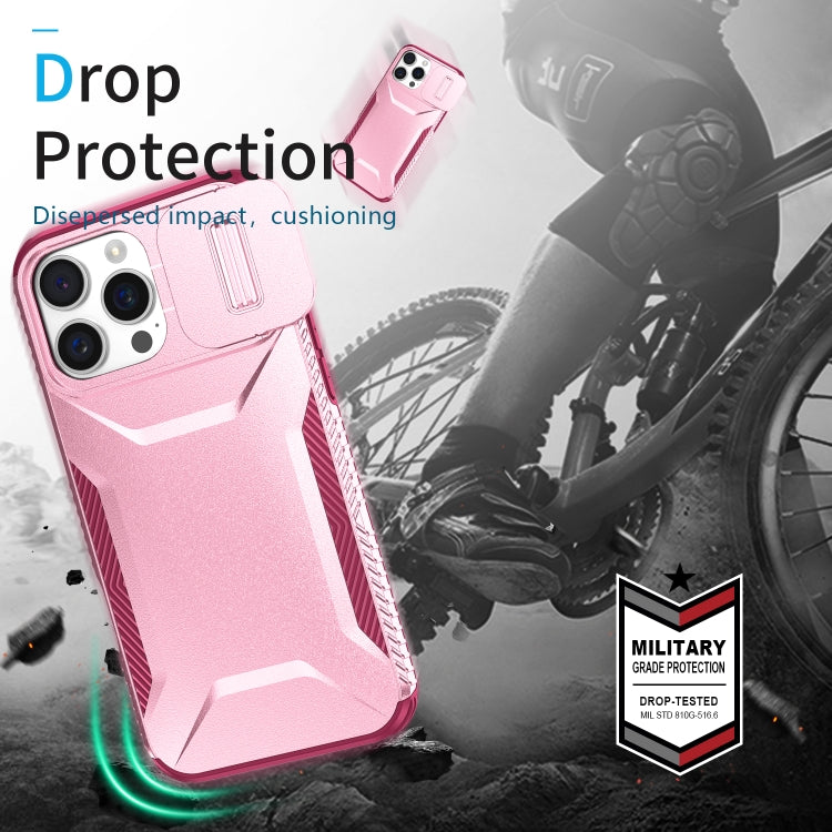 For iPhone 16 Pro Max Sliding Camshield Phone Case(Pink + Rose Red) - iPhone 16 Pro Max Cases by buy2fix | Online Shopping UK | buy2fix