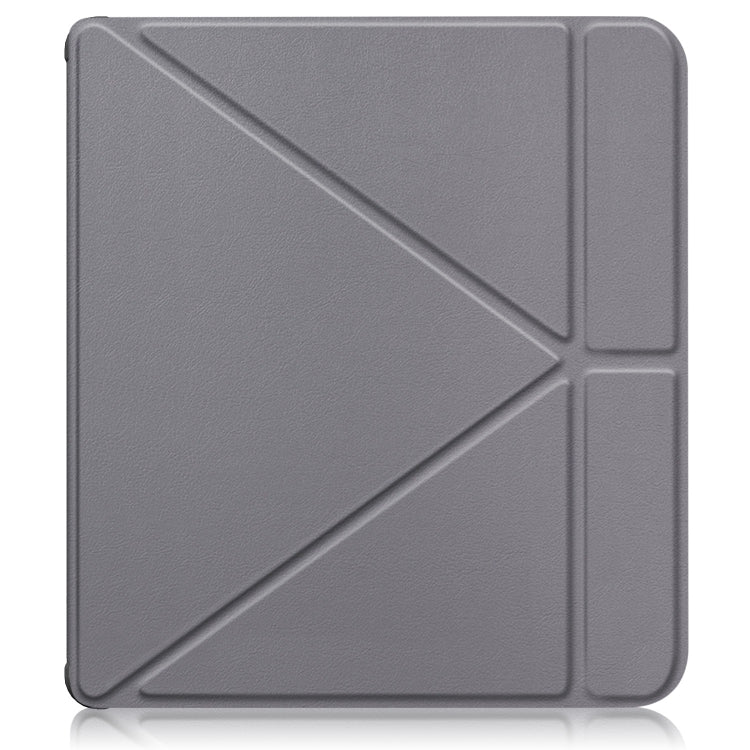 For Kobo Libra Colour 2024 Solid Color Deformation TPU Leather Smart Tablet Case(Grey) - Others by buy2fix | Online Shopping UK | buy2fix