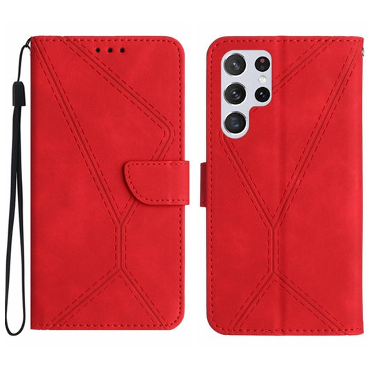 For Samsung Galaxy S25 Ultra 5G Stitching Embossed Leather Phone Case(Red) - Galaxy S25 Ultra 5G Cases by buy2fix | Online Shopping UK | buy2fix