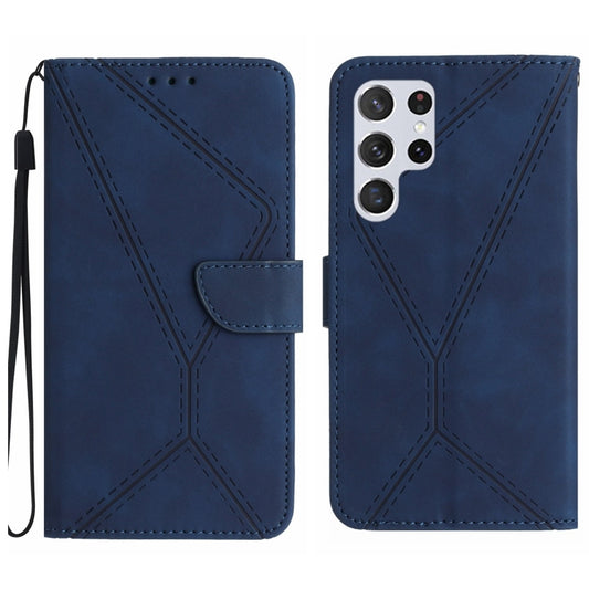 For Samsung Galaxy S25 Ultra 5G Stitching Embossed Leather Phone Case(Blue) - Galaxy S25 Ultra 5G Cases by buy2fix | Online Shopping UK | buy2fix