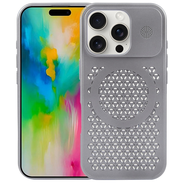 For iPhone 16 Pro Pure Color Honeycomb Aromatherapy MagSafe Phone Case(Grey) - iPhone 16 Pro Cases by buy2fix | Online Shopping UK | buy2fix