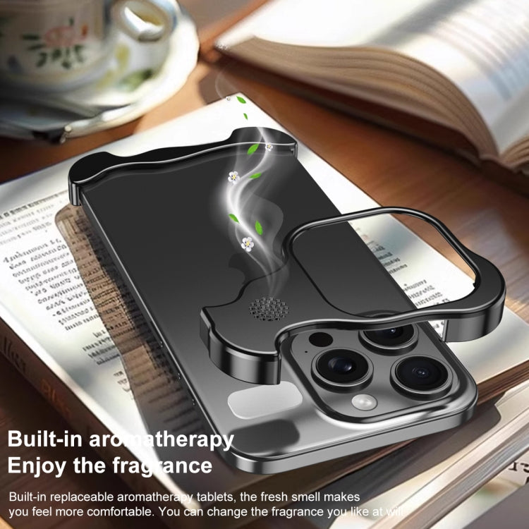 For iPhone 16 Pro Max Aromatherapy Alloy Frameless Phone Case(Black) - iPhone 16 Pro Max Cases by buy2fix | Online Shopping UK | buy2fix