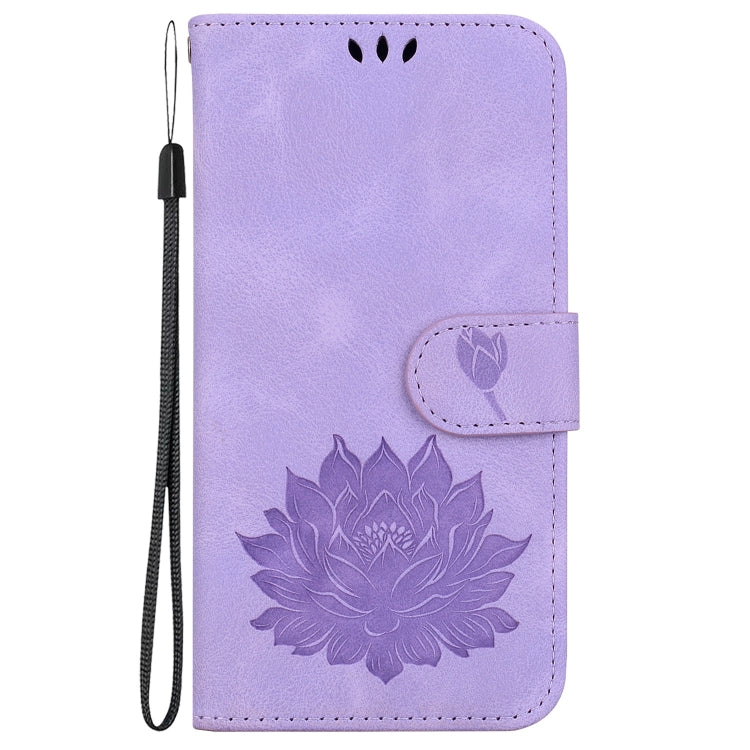 For iPhone SE 2024 Lotus Embossed Leather Phone Case(Purple) - More iPhone Cases by buy2fix | Online Shopping UK | buy2fix