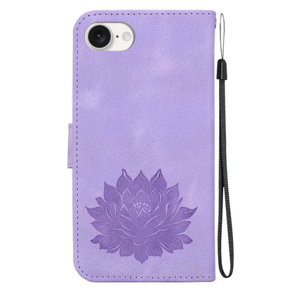 For iPhone SE 2024 Lotus Embossed Leather Phone Case(Purple) - More iPhone Cases by buy2fix | Online Shopping UK | buy2fix