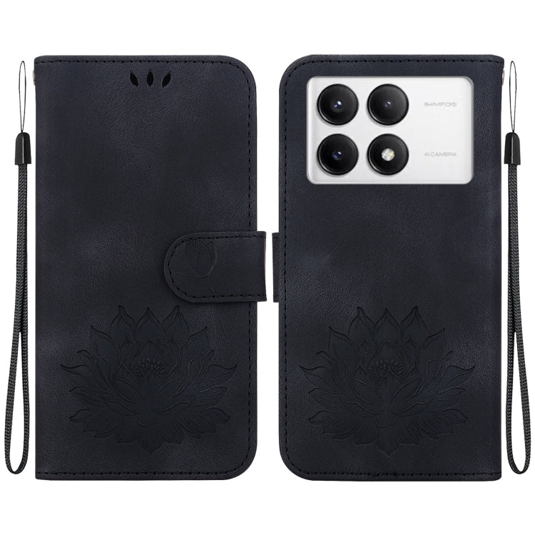 For Redmi K70 / K70 Pro Lotus Embossed Leather Phone Case(Black) - K70 Cases by buy2fix | Online Shopping UK | buy2fix