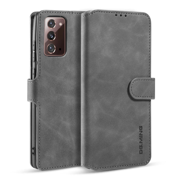 For Samsung Galaxy Note20 DG.MING Retro Oil Side Horizontal Flip Case with Holder & Card Slots & Wallet(Gray) - Galaxy Note20 Cases by DG.MING | Online Shopping UK | buy2fix