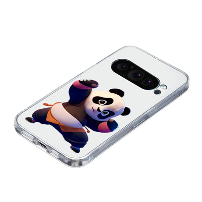 For Google Pixel 9 Colored Drawing Pattern Transparent TPU Phone Case(Panda) - Google Cases by buy2fix | Online Shopping UK | buy2fix