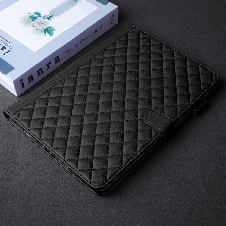 For Samsung Galaxy Tab A9+ Rhombus Lattice Leather Tablet Case(Black) - Galaxy Tab A9+ by buy2fix | Online Shopping UK | buy2fix