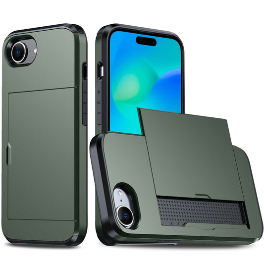 For iPhone SE 2024 Shockproof Armor Phone Case with Card Slot(Dark Green) - More iPhone Cases by buy2fix | Online Shopping UK | buy2fix