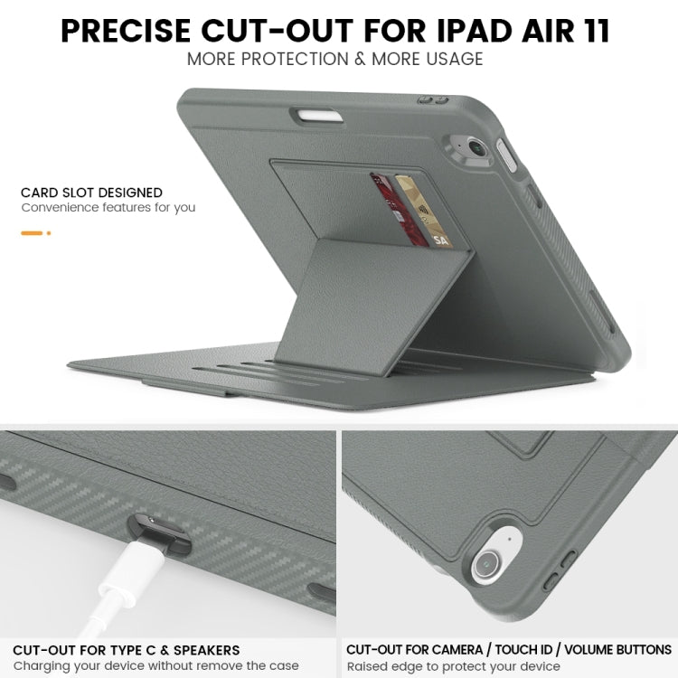 For iPad Air 11 2024 Smart B Magnetic Holder Leather Tablet Case(Grey) - iPad Air 11 2024 Cases by buy2fix | Online Shopping UK | buy2fix