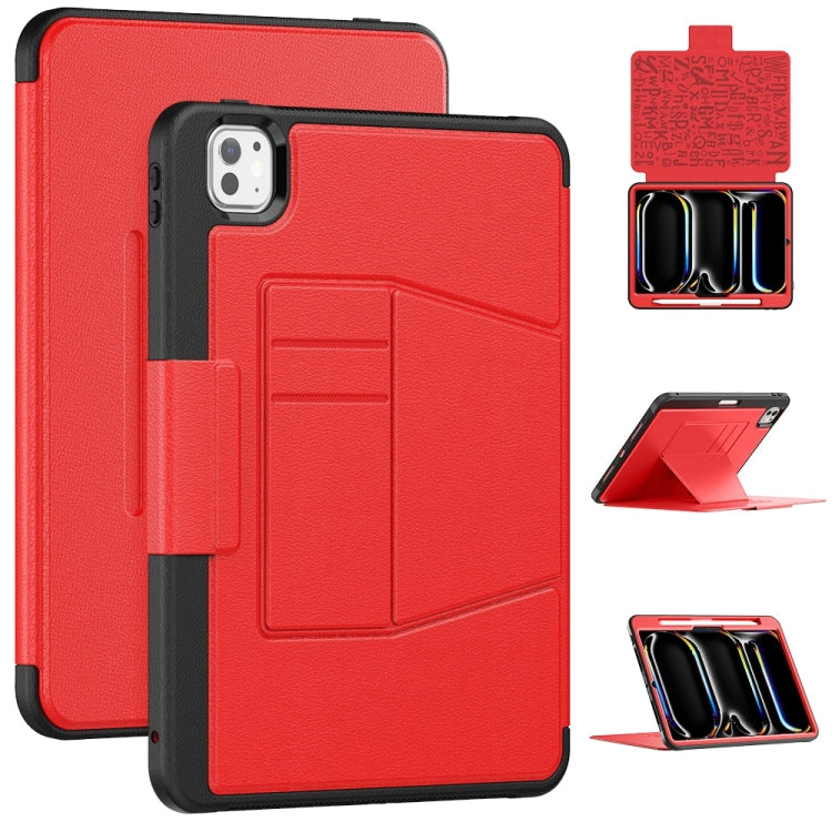 For iPad Pro 11 2024 Smart B Magnetic Holder Leather Tablet Case(Red) - iPad Pro 11 2024 Cases by buy2fix | Online Shopping UK | buy2fix