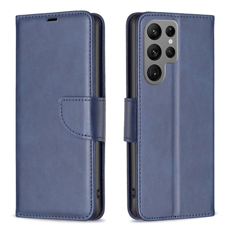 For Samsung Galaxy S25 Ultra 5G Lambskin Texture Pure Color Flip Leather Phone Case(Blue) - Galaxy S25 Ultra 5G Cases by buy2fix | Online Shopping UK | buy2fix