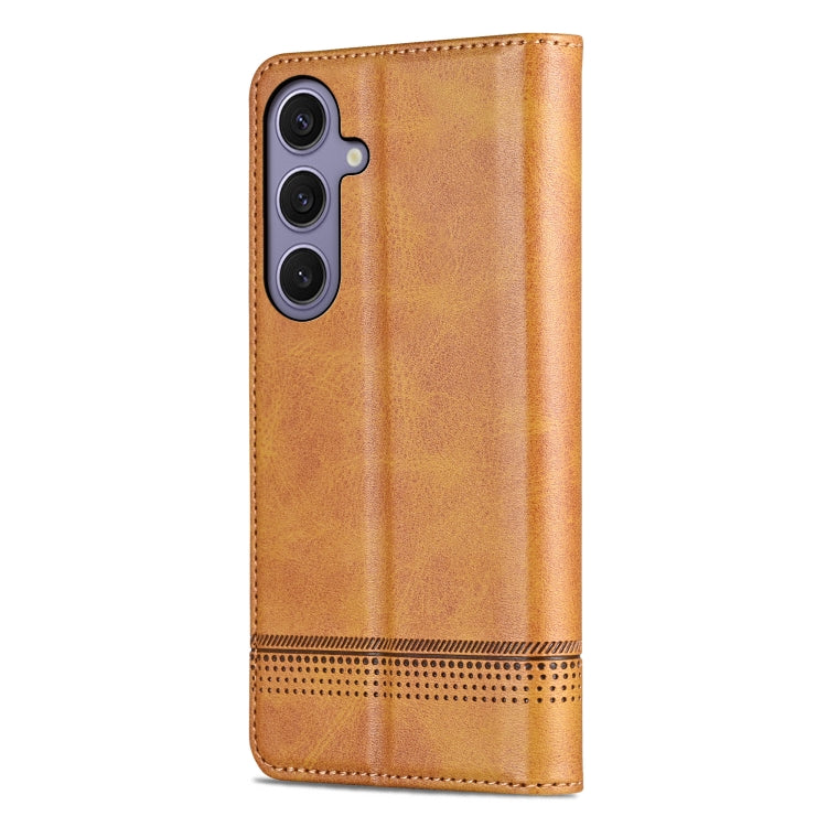 For Samsung Galaxy S25 5G AZNS Magnetic Calf Texture Flip Leather Phone Case(Light Brown) - Galaxy S25 5G Cases by AZNS | Online Shopping UK | buy2fix