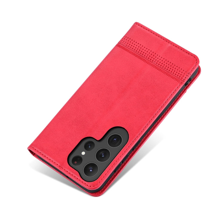 For Samsung Galaxy S25 Ultra 5G AZNS Magnetic Calf Texture Flip Leather Phone Case(Red) - Galaxy S25 Ultra 5G Cases by AZNS | Online Shopping UK | buy2fix