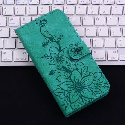 For Xiaomi Redmi K70 / K70 Pro Lily Embossed Leather Phone Case(Green) - K70 Cases by buy2fix | Online Shopping UK | buy2fix