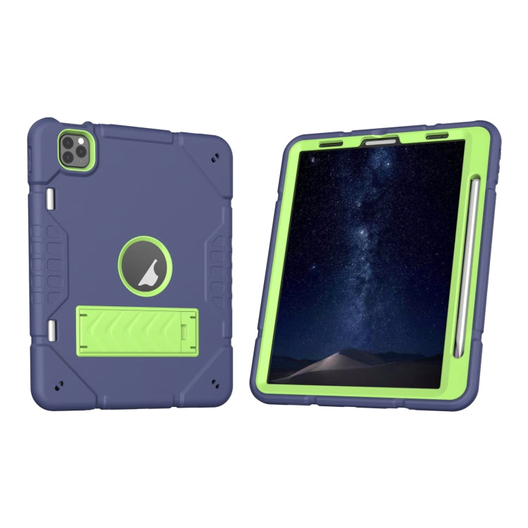 For iPad Pro 11 2022 / 2021 / 2020 Armor Holder Silicone Hybrid PC Tablet Case(Navy Yellow Green) - iPad Pro 11 (2022/2021) Cases by buy2fix | Online Shopping UK | buy2fix