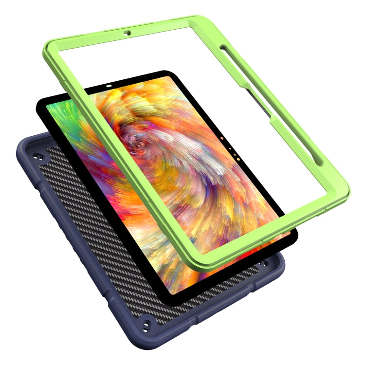 For iPad Pro 11 2022 / 2021 / 2020 Armor Holder Silicone Hybrid PC Tablet Case(Navy Yellow Green) - iPad Pro 11 (2022/2021) Cases by buy2fix | Online Shopping UK | buy2fix