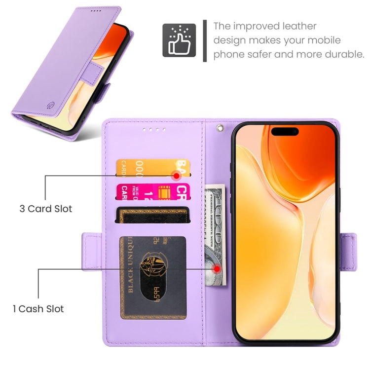 For iPhone 16 Plus Side Buckle Magnetic Frosted Leather Phone Case(Purple) - iPhone 16 Plus Cases by buy2fix | Online Shopping UK | buy2fix