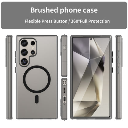 For Samsung Galaxy S24 Ultra 5G MagSafe Frosted Translucent TPU + PC Full Coverage Phone Case(Black) - Galaxy S24 Ultra 5G Cases by buy2fix | Online Shopping UK | buy2fix