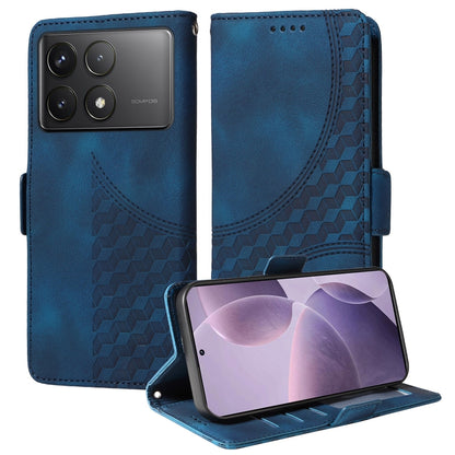 For Redmi K70 / K70 Pro Embossed Rhombus Starry Leather Phone Case(Blue) - K70 Pro Cases by buy2fix | Online Shopping UK | buy2fix