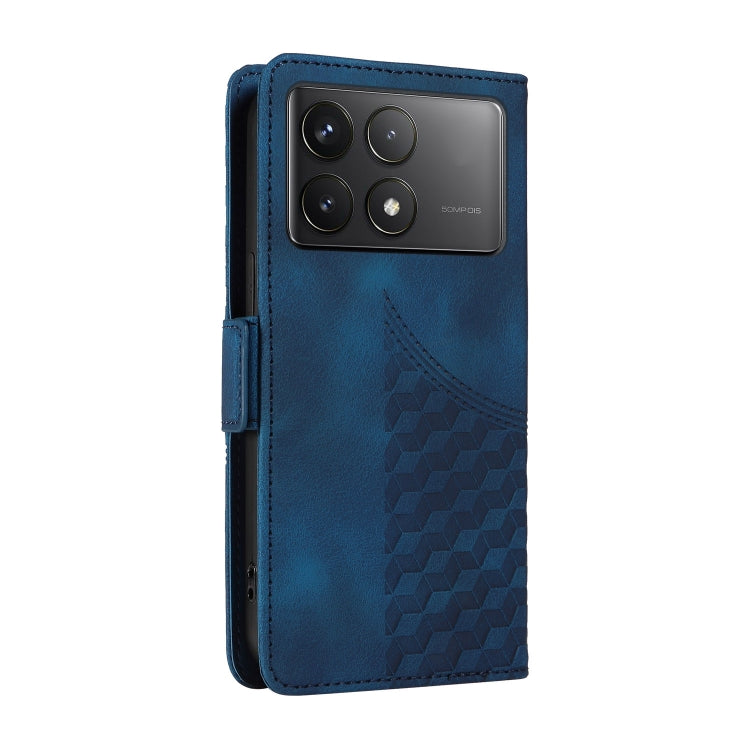 For Redmi K70 / K70 Pro Embossed Rhombus Starry Leather Phone Case(Blue) - K70 Pro Cases by buy2fix | Online Shopping UK | buy2fix