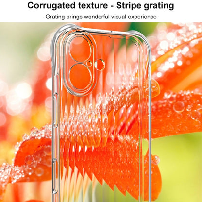 For iPhone 16 IMAK Corrugated Texture Airbag TPU Phone Case(Transparent Black) - iPhone 16 Cases by imak | Online Shopping UK | buy2fix