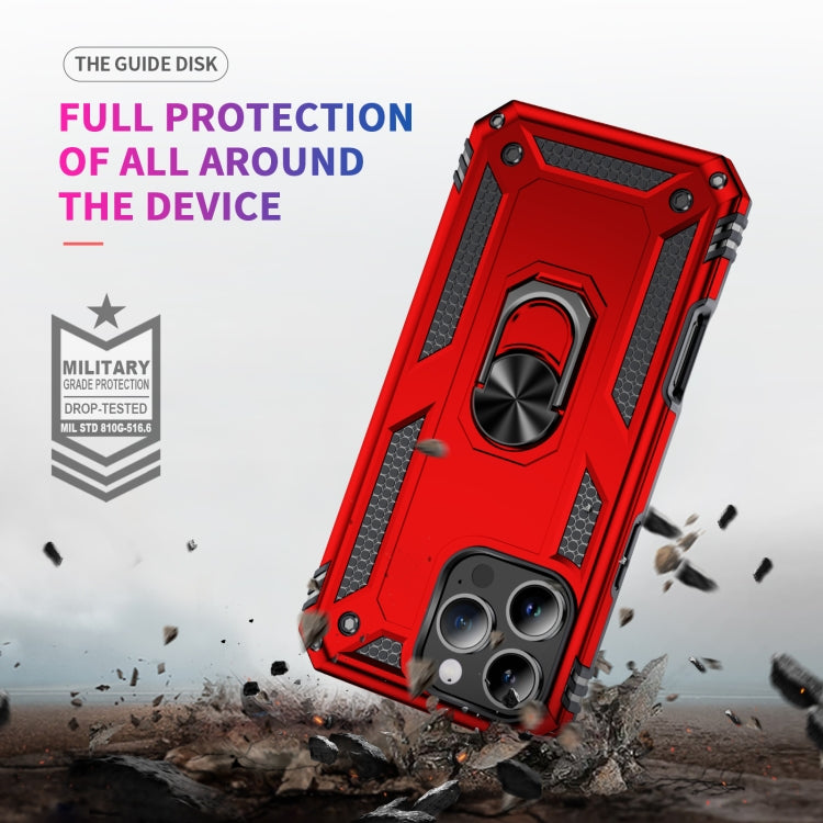 For iPhone 16 Pro Shockproof TPU Hybrid PC Phone Case with Holder(Red) - iPhone 16 Pro Cases by buy2fix | Online Shopping UK | buy2fix