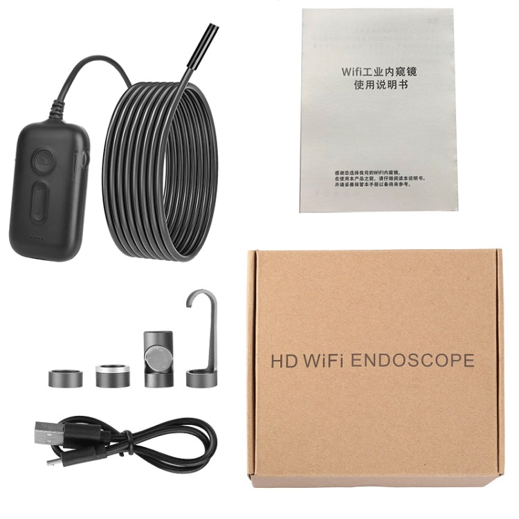 Y15 5.5mm Single Camera WiFi Connected Hard Cable HD Industrial Endoscope, Length:1m(Black) -  by buy2fix | Online Shopping UK | buy2fix