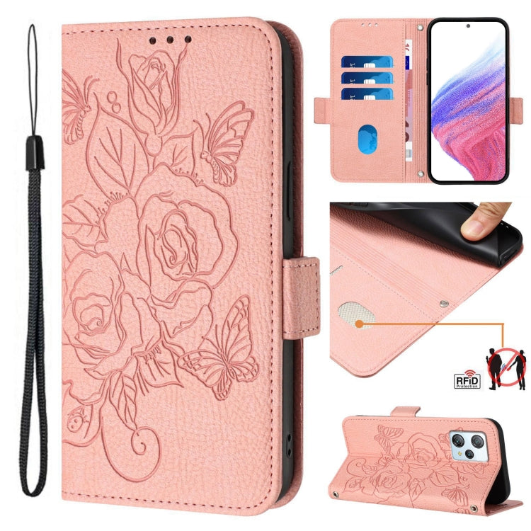 For Blackview A53 Embossed Rose RFID Anti-theft Leather Phone Case(Pink) - More Brand by buy2fix | Online Shopping UK | buy2fix