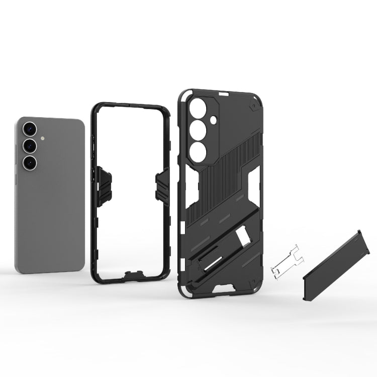 For Samsung Galaxy S25+ 5G Punk Armor 2 in 1 PC + TPU Shockproof Phone Case with Invisible Holder(Black) - Galaxy S25+ 5G Cases by buy2fix | Online Shopping UK | buy2fix