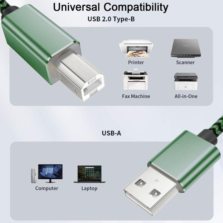 USB 2.0 to Square Port A/B Printer Adapter Cable, Length:0.5m(Green) - USB Cable by buy2fix | Online Shopping UK | buy2fix