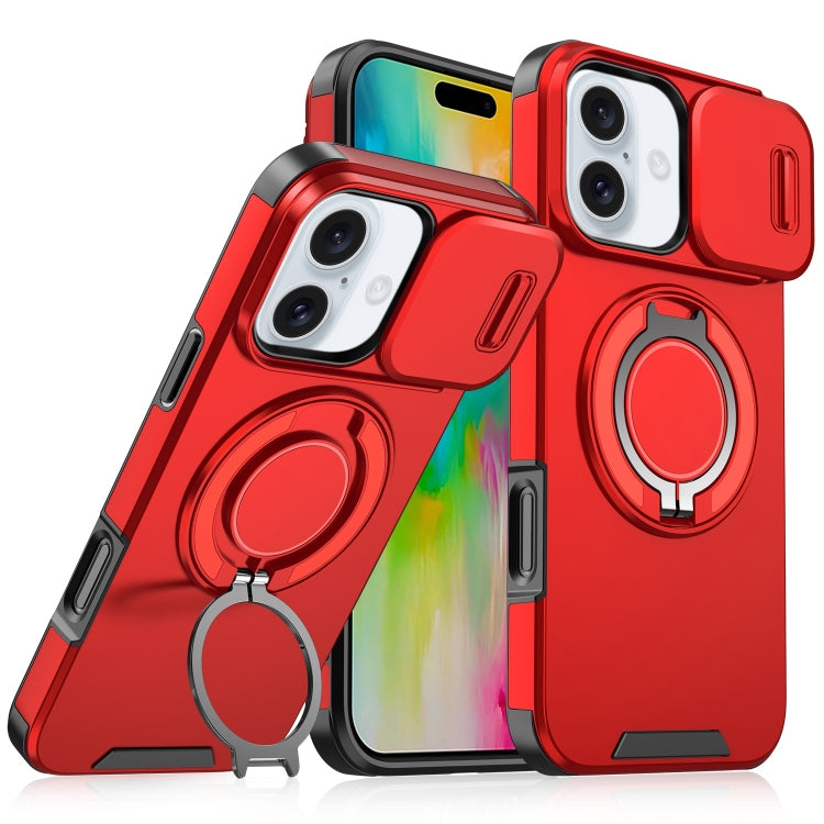 For iPhone 16 Sliding Camshield Ring Holder Phone Case(Red) - iPhone 16 Cases by buy2fix | Online Shopping UK | buy2fix