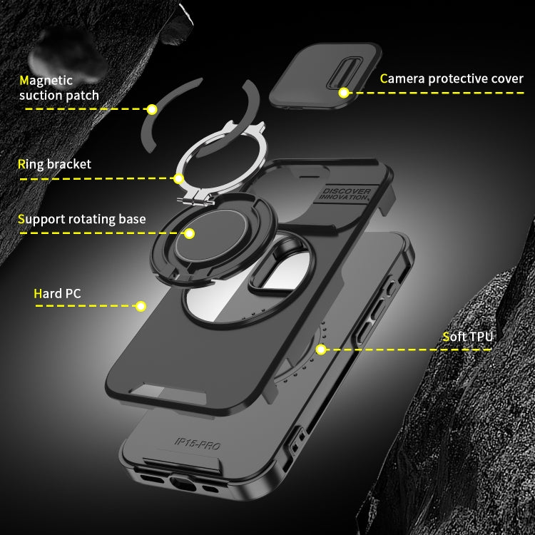 For iPhone 16 Pro Max Sliding Camshield Ring Holder Phone Case(Black) - iPhone 16 Pro Max Cases by buy2fix | Online Shopping UK | buy2fix