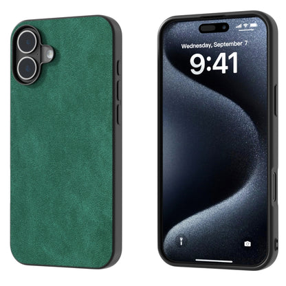 For iPhone 16 Plus Black Frame PU Leather Full Coverage Phone Case(Green) - iPhone 16 Plus Cases by buy2fix | Online Shopping UK | buy2fix