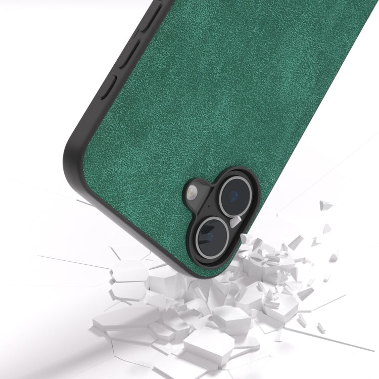 For iPhone 16 Plus Black Frame PU Leather Full Coverage Phone Case(Green) - iPhone 16 Plus Cases by buy2fix | Online Shopping UK | buy2fix