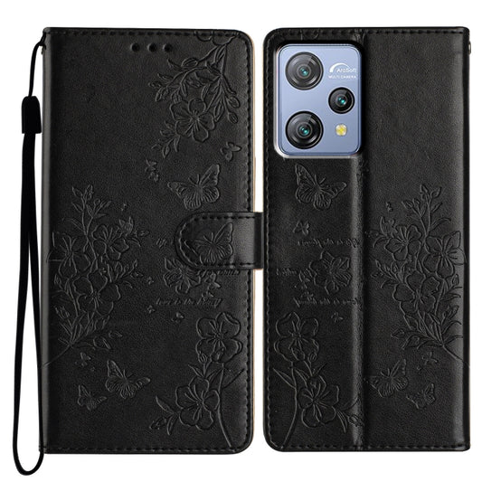 For Blackview A53 / A53 Pro Butterflies and Flowers Leather Phone Case(Black) - More Brand by buy2fix | Online Shopping UK | buy2fix