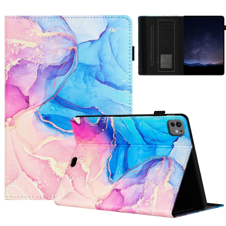 For iPad Air 11 2024 / 2022 / 2020 10.9 Marble Litchi Leather Smart Tablet Case(Pink Blue) - iPad Air 11 2024 Cases by buy2fix | Online Shopping UK | buy2fix