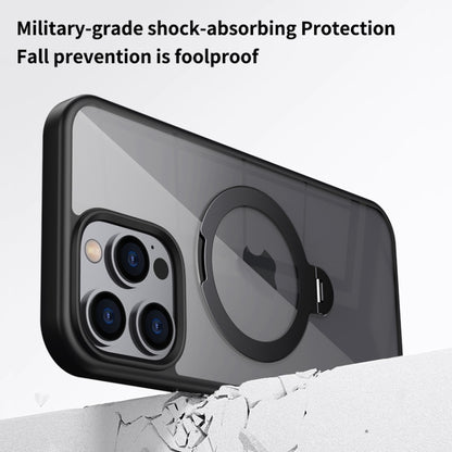 For iPhone 15 Plus Transparent MagSafe Magnetic Rotating Ring Holder Phone Case(Grey) - iPhone 15 Plus Cases by buy2fix | Online Shopping UK | buy2fix