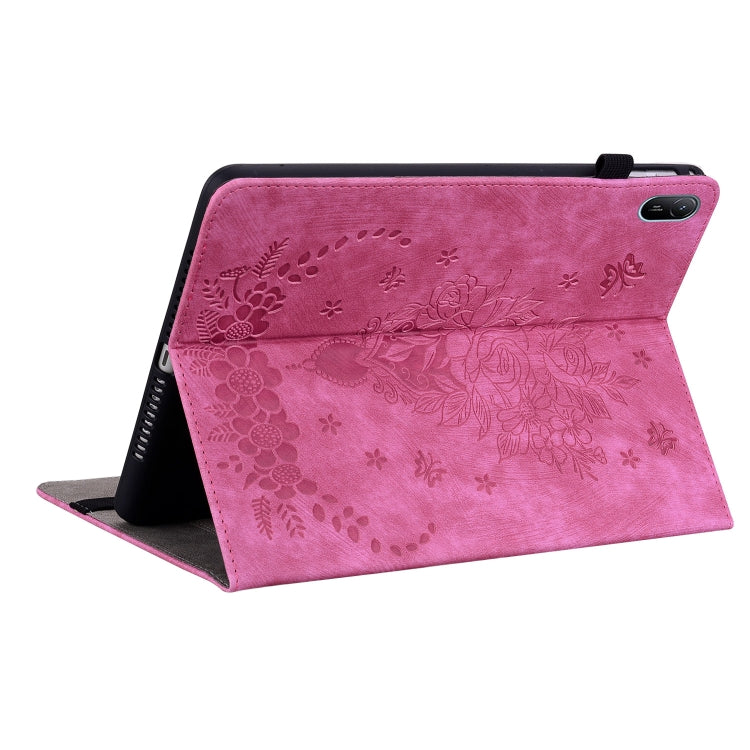 For Huawei MatePad SE 11 2024 Butterfly Rose Embossed Leather Tablet Case(Rose Red) - Huawei by buy2fix | Online Shopping UK | buy2fix